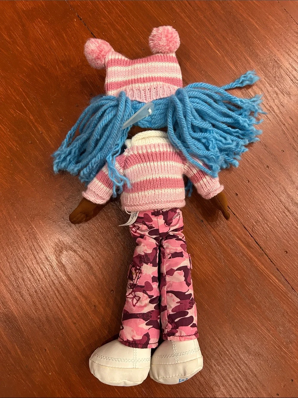 The Children's Place Pink-Striped Sweater Doll with Blue Yarn Hair